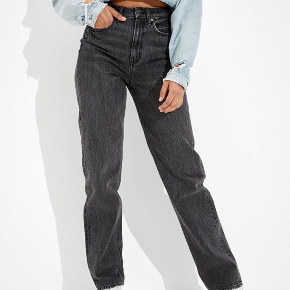 Ae mom jeans color black